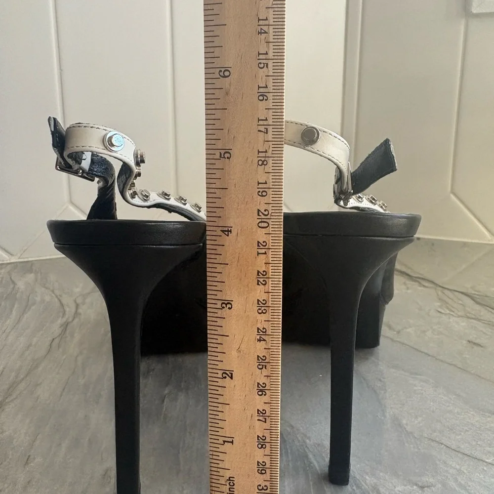 Never worn, Saint Laurent Black and Silver Studded Heels with box size 9.5 - Picture 11 of 11